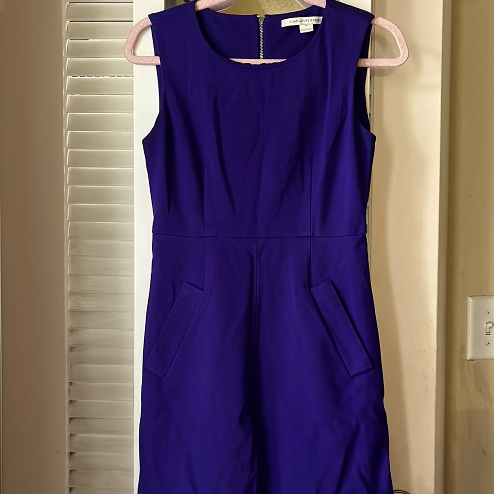 Diane Von Furstenberg purple work dress with pockets